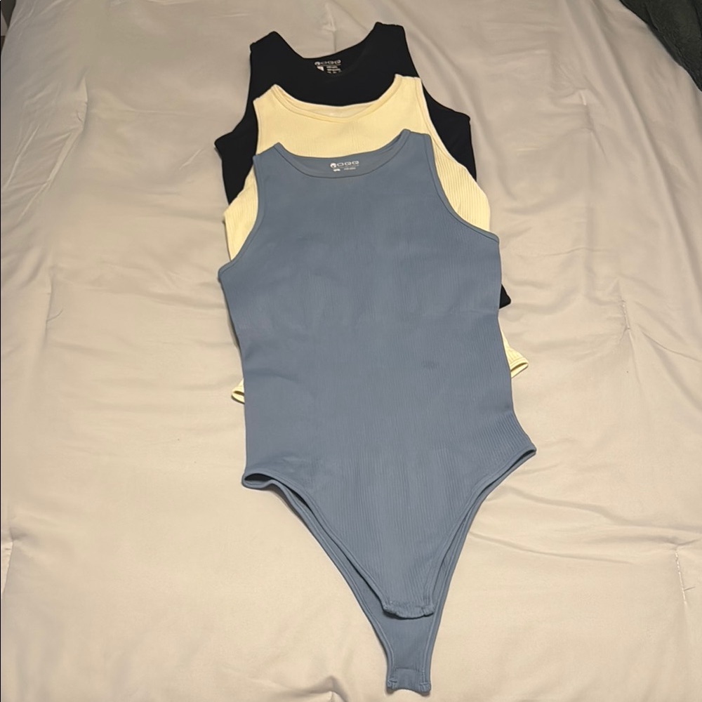 Women’s Ribbed One Piece Bodysuit Set x3